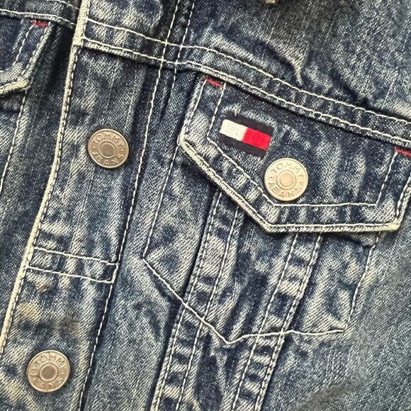 80’s 90’s Y2K Tommy Hilfiger Patriotic USA FLAG Sz 12-18mos Denim Patch Jacket - Picture 6 of 9